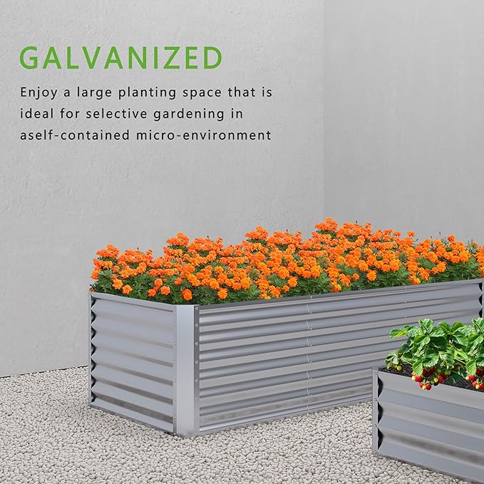 2PCS 8x4x1FT Galvanized Raised Garden Bed, Planter Raised Beds-Metal Garden Box - Image 6