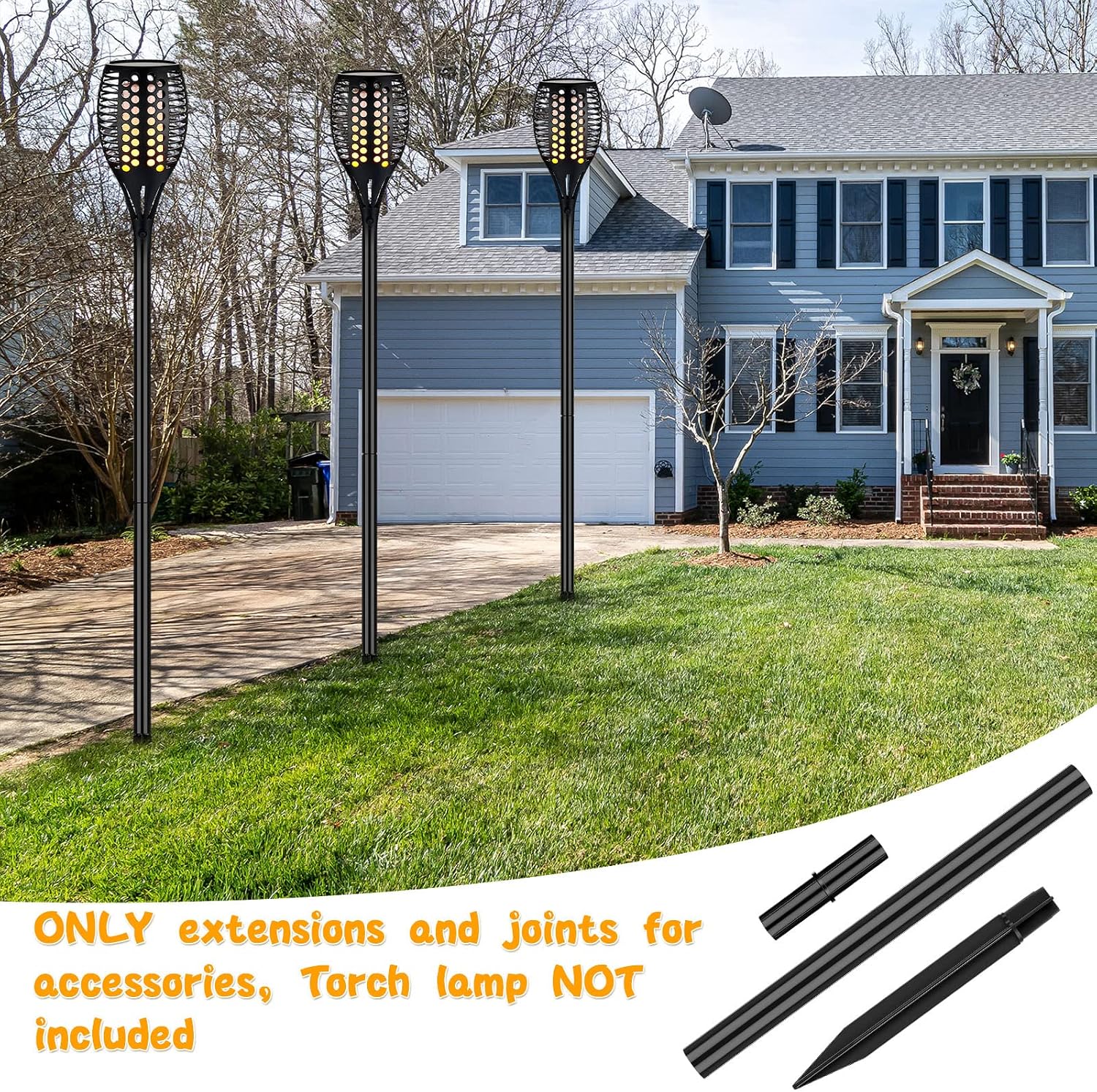 Chunful 8 Kit Solar Light Stakes Replacement Lame Lamp Extension Pole Ground Stake and Joint Connector Kit for Outdoor Garden Backyard(12.2 Inch)