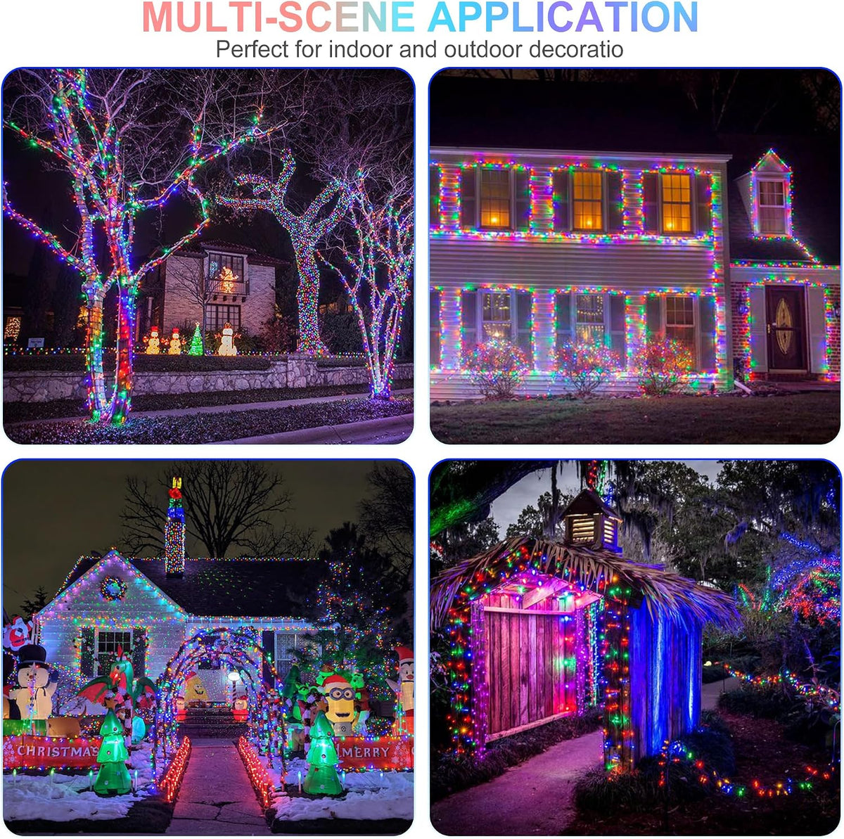 weillsnow 164 FT 500 LED Christmas Lights Outdoor, Waterproof Christmas Fairy Lights with Timer, Plug in Multicolor LED String Lights with 8 Modes for Bedroom Wedding Party Xmas Decoration