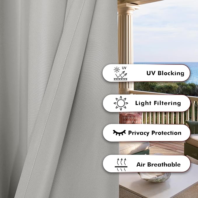 BONZER Outdoor Curtains for Patio Waterproof Thick Privacy Grommet Light - Image 4