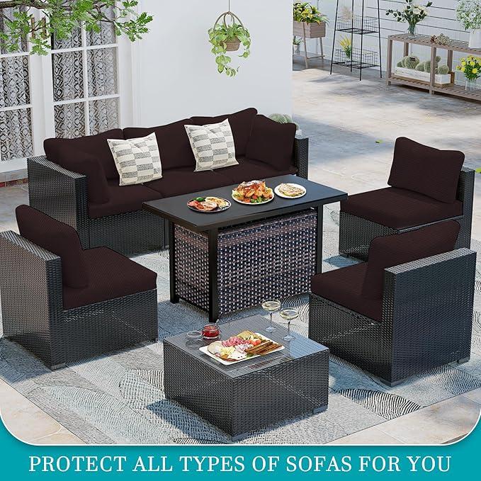 14 Pcs Stretch Patio Cushion Covers, - Image 4
