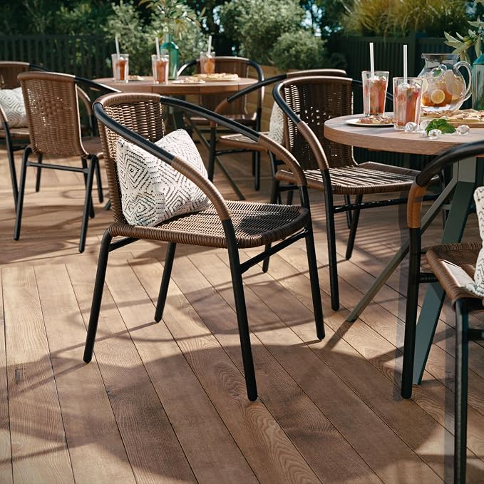 Flash Furniture Lila Medium Brown Rattan Indoor-Outdoor Restaurant Stack Chair - Image 6
