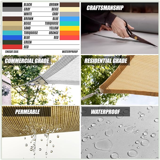 Amgo Custom Size 11' x 11' x 15.6' Green Right Triangle Sun Shade Sail Order to - Image 6
