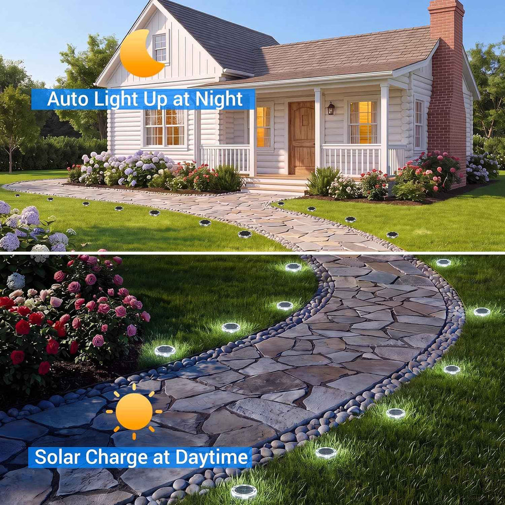 Peasur Solar Lights Outdoor Waterproof, 8 Pack Solar Powered Ground Lights Outdoor, IP68 Waterproof, Anti-Rust, Solar Garden Lights Landscape Lighting for Pathway Yard Lawn Walkway Driveway,Cool White