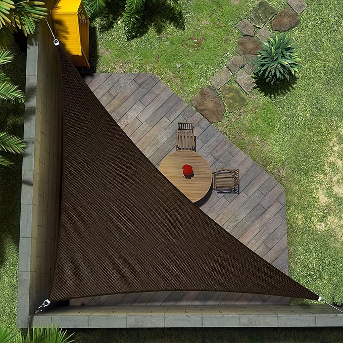 Amgo 10' x 10' x 14' Brown Right Triangle Sun Shade Sail UPF50+ Canopy Awning by Amgo