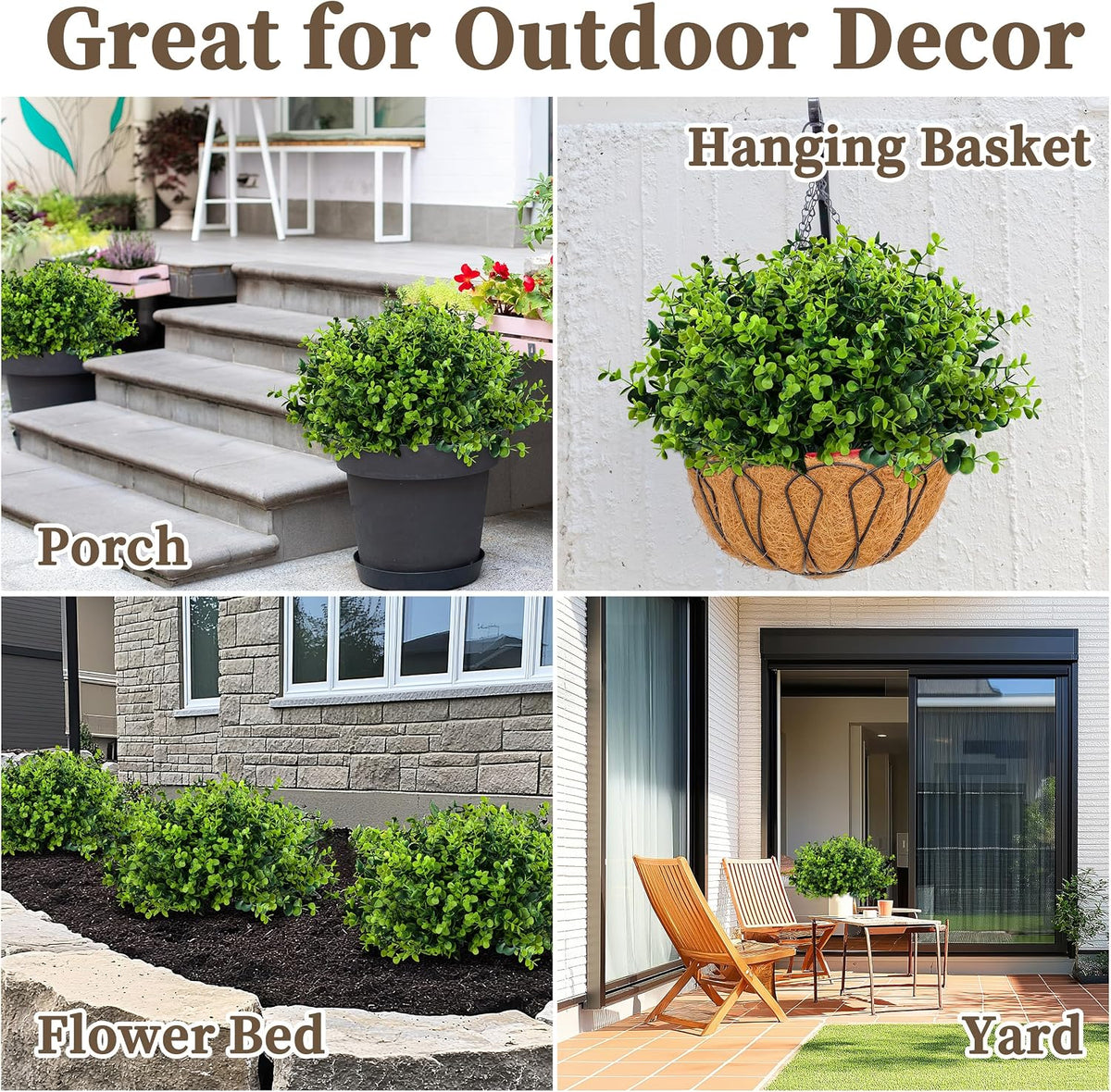 ColoPlay 20 Bundles Artificial Greenery Boxwood Plants, Fake Outdoor Plants | Artificial Plants Outdoor/Indoor, Fake Plant for Ouside Garden Porch, Window Box, Home Wedding, Farmhouse