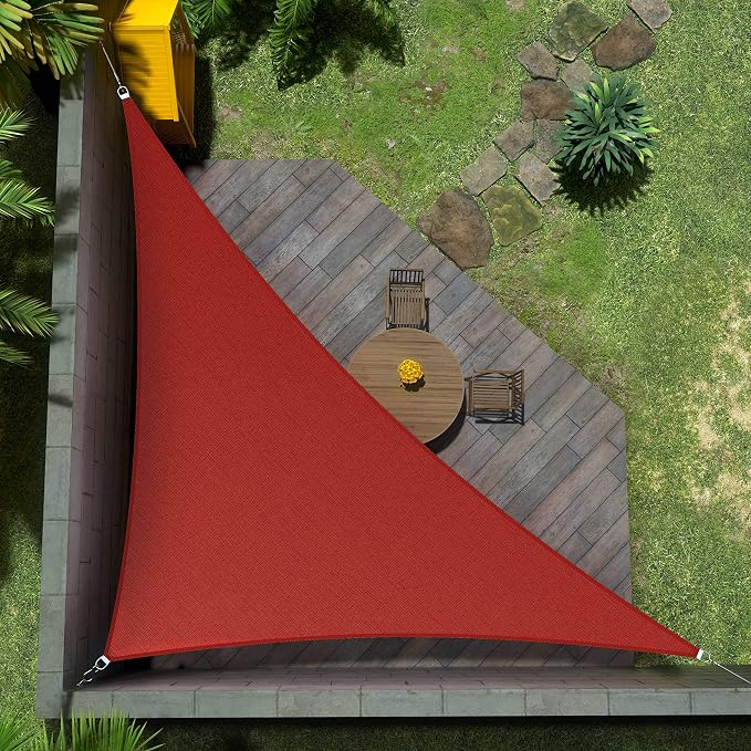 Amgo Custom Size 13' x 15' x 19.8' Red Right Triangle Sun Shade Sail UPF50+ by Amgo