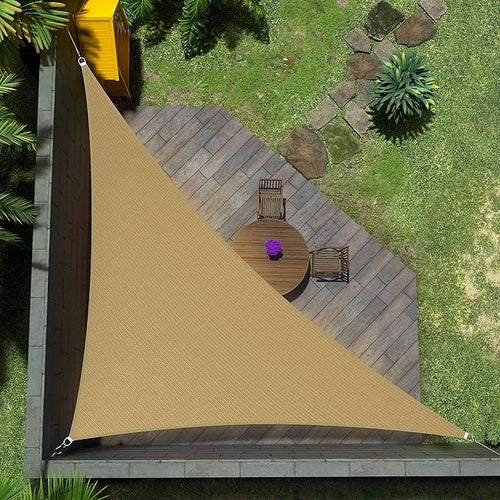 Amgo Custom Size 18' x 20' x 26.9' Sand Beige Right Triangle Sun Shade Sail by Amgo