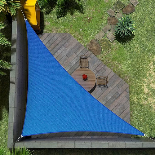 Amgo Custom Size 14' x 14' x 19.8' Blue Right Triangle Sun Shade Sail Order to by Amgo