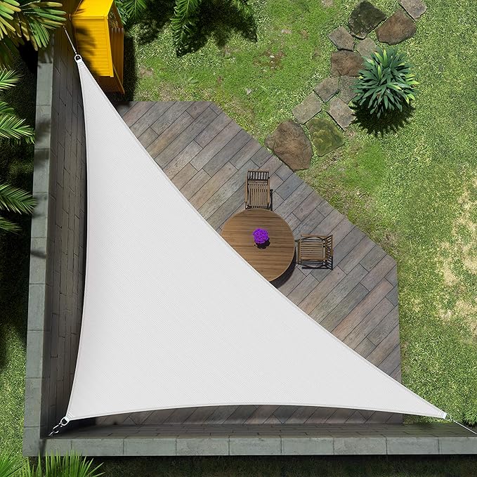Amgo Custom Size 13' x 17' x 21.4' White Right Triangle Sun Shade Sail UPF50+ by Amgo