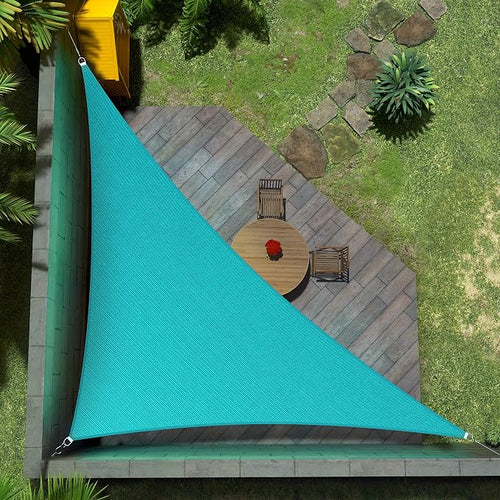 Amgo Custom Size 17' x 19' x 25.5' Turquoise Triangle Sun Shade Sail UPF50+ by Amgo