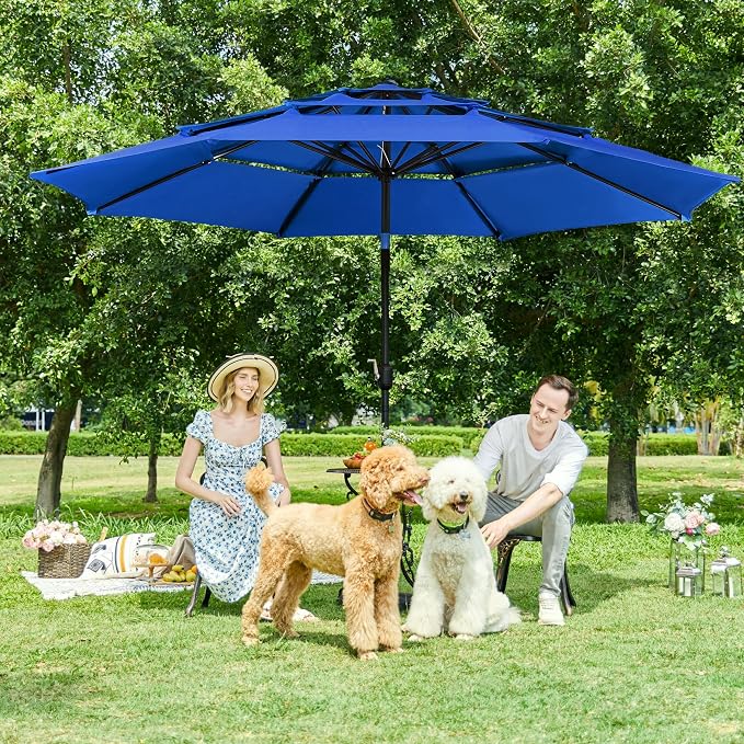 Yaheetech 3 Tier Patio Umbrella 10ft Vented Outdoor Large Market Table Umbrella - Image 2