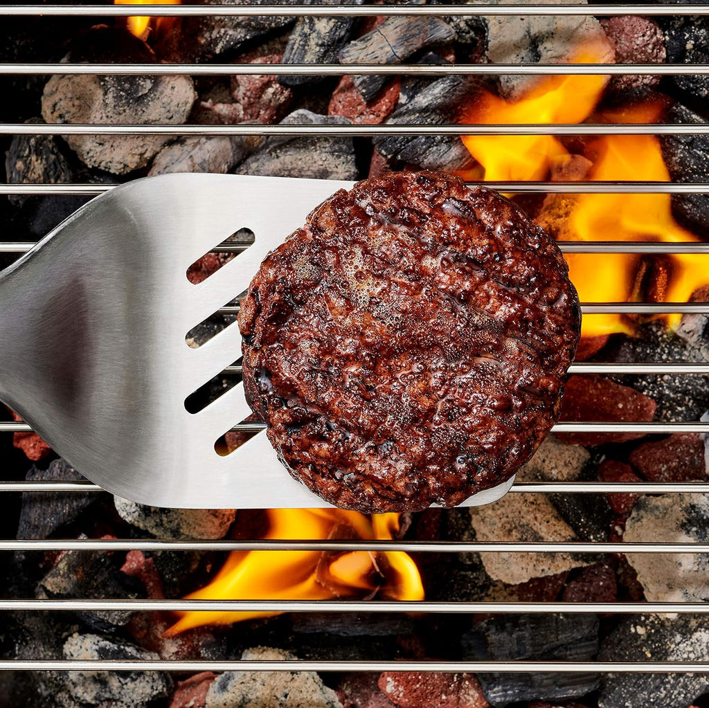 OXO Outdoor Grilling Turner and Tongs Set | Grilling Spatula and Tongs, Beveled Head Slides Under Food, Non-Slip Grip, Hanging Ring, Ideal for Grilling & BBQ