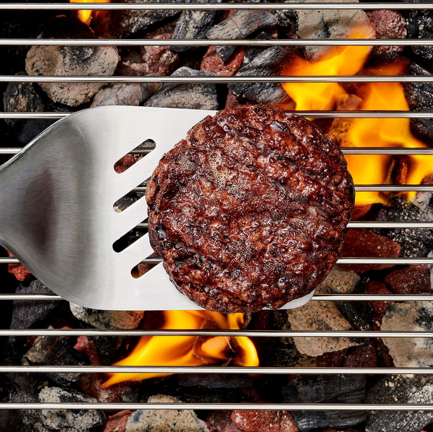 OXO Outdoor Grilling Turner and Tongs Set | Grilling Spatula and Tongs, Beveled Head Slides Under Food, Non-Slip Grip, Hanging Ring, Ideal for Grilling & BBQ