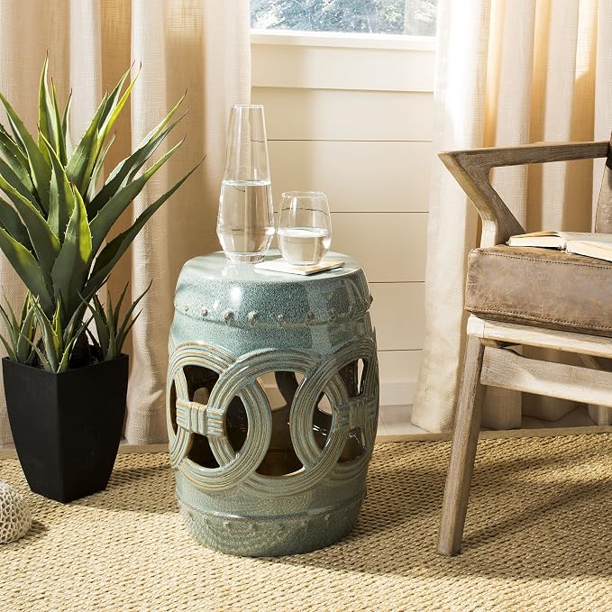 SAFAVIEH Home Collection Double Coin Antique Blue-Green Ceramic Indoor/ Outdoor - Image 2