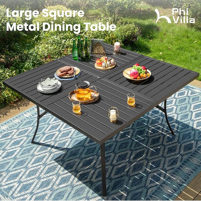 PHI VILLA 9 PCS Patio Dining Set, Aluminum Outdoor Furniture, Patio Table and - Image 6