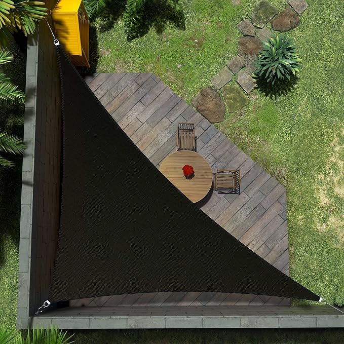 Amgo Custom Size 18' x 21' x 27.7' Black Right Triangle Sun Shade Sail UPF50+ by Amgo